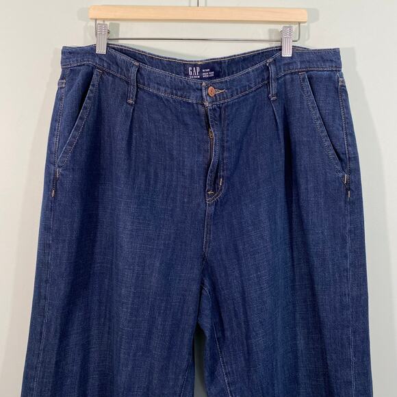 GAP Women Blue Medium Wash High Rise Wide Leg Jeans Size 18/34R - Picture 2 of 8